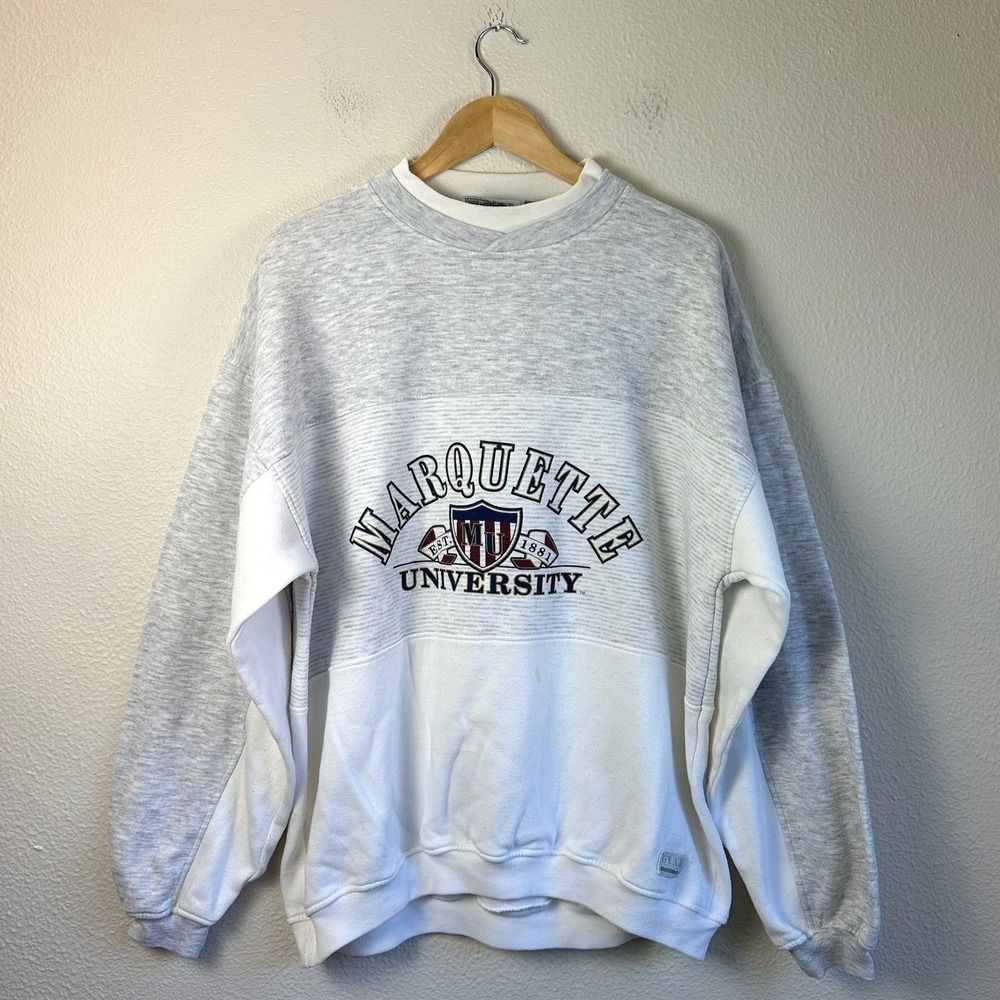 90s Marquette Gear For Sports Sweatshirt Mens XL Grey Vintage Colorblock
